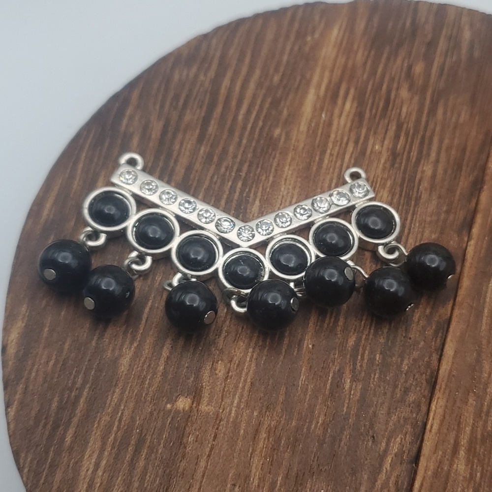 Egyptian black drop beaded pendant statement - Picture 1 of 2